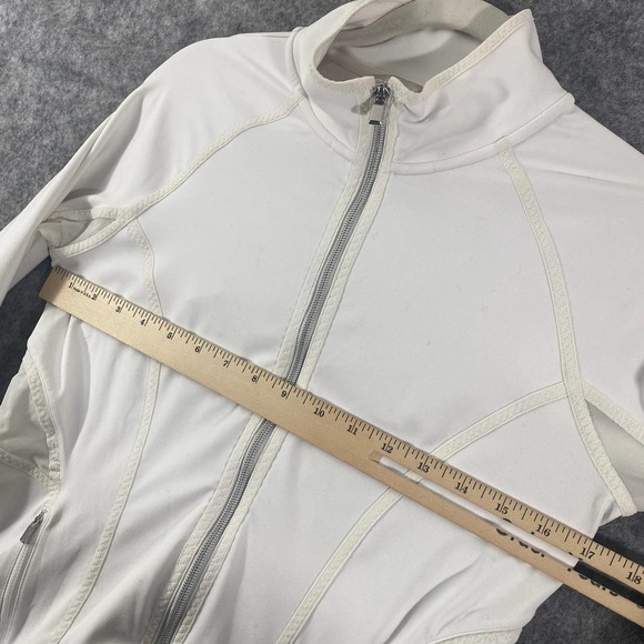 Athleta Jacket Small White Powervita Elation Full Zip Long Sleeve Workout Mock - Picture 7 of 12